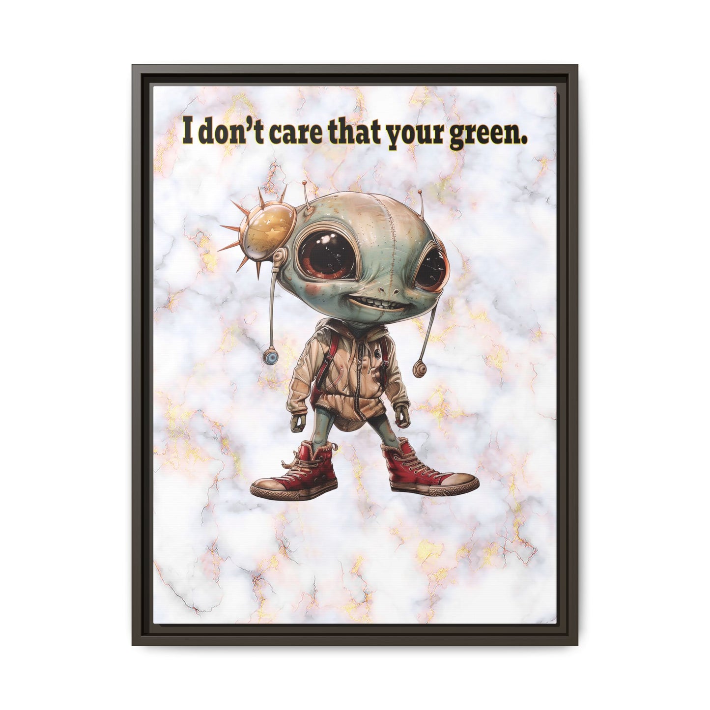 I don't care that your green - framed canvas art (white marble)