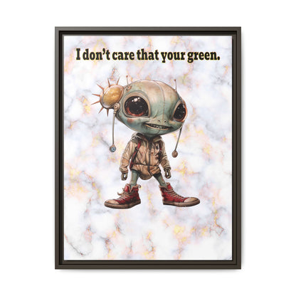 I don't care that your green - framed canvas art (white marble)