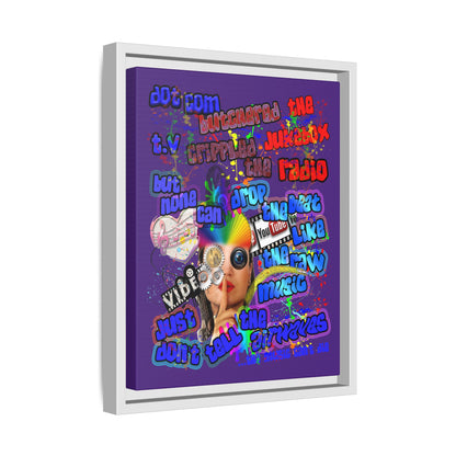 drop the beat - framed canvas art (purple)