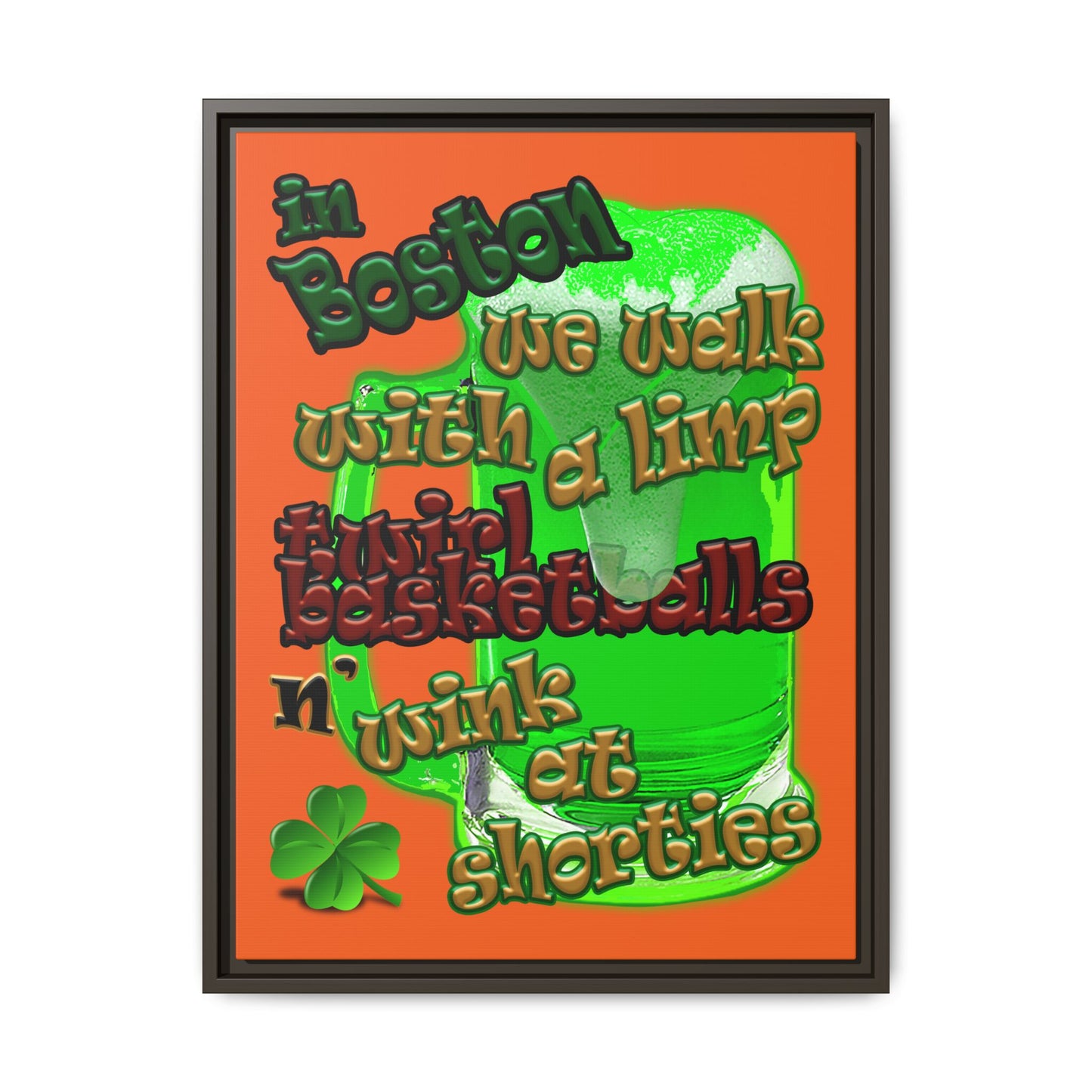 celtics logo - framed canvas art (orange)