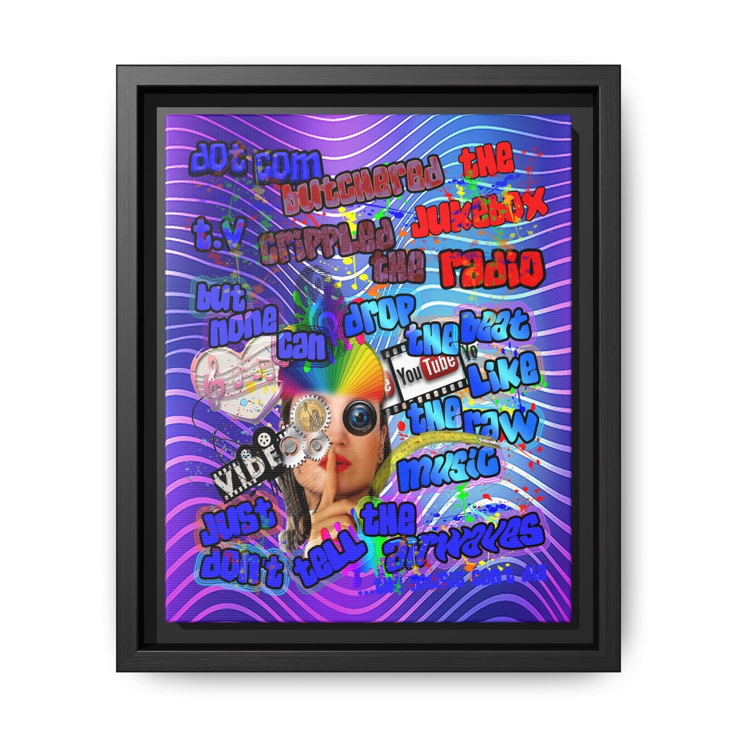 drop the beat - framed canvas art (purple wave)