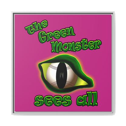 green monster - framed canvas art (pink)