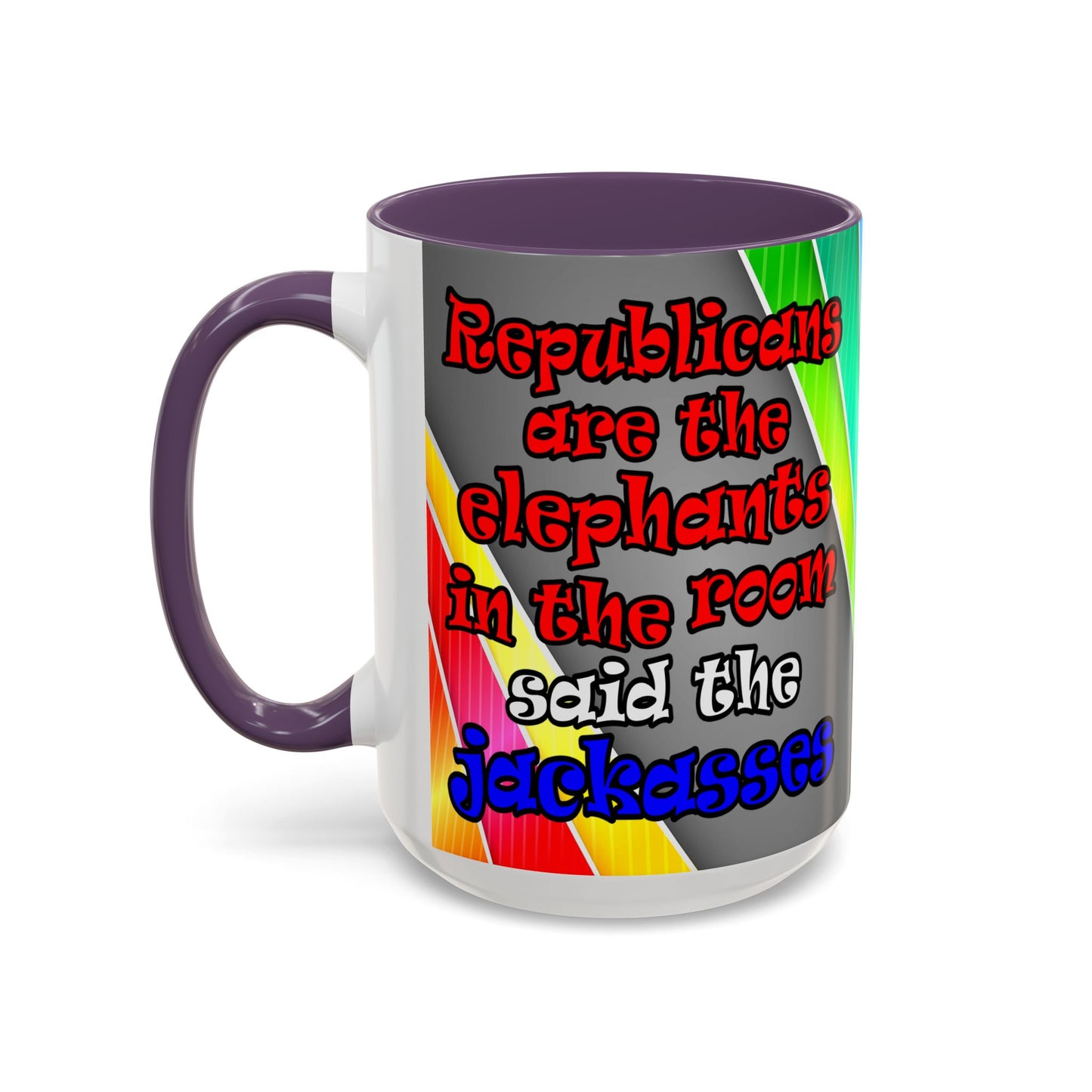 donkeys and elephants - Accent Mug (rainbow split)