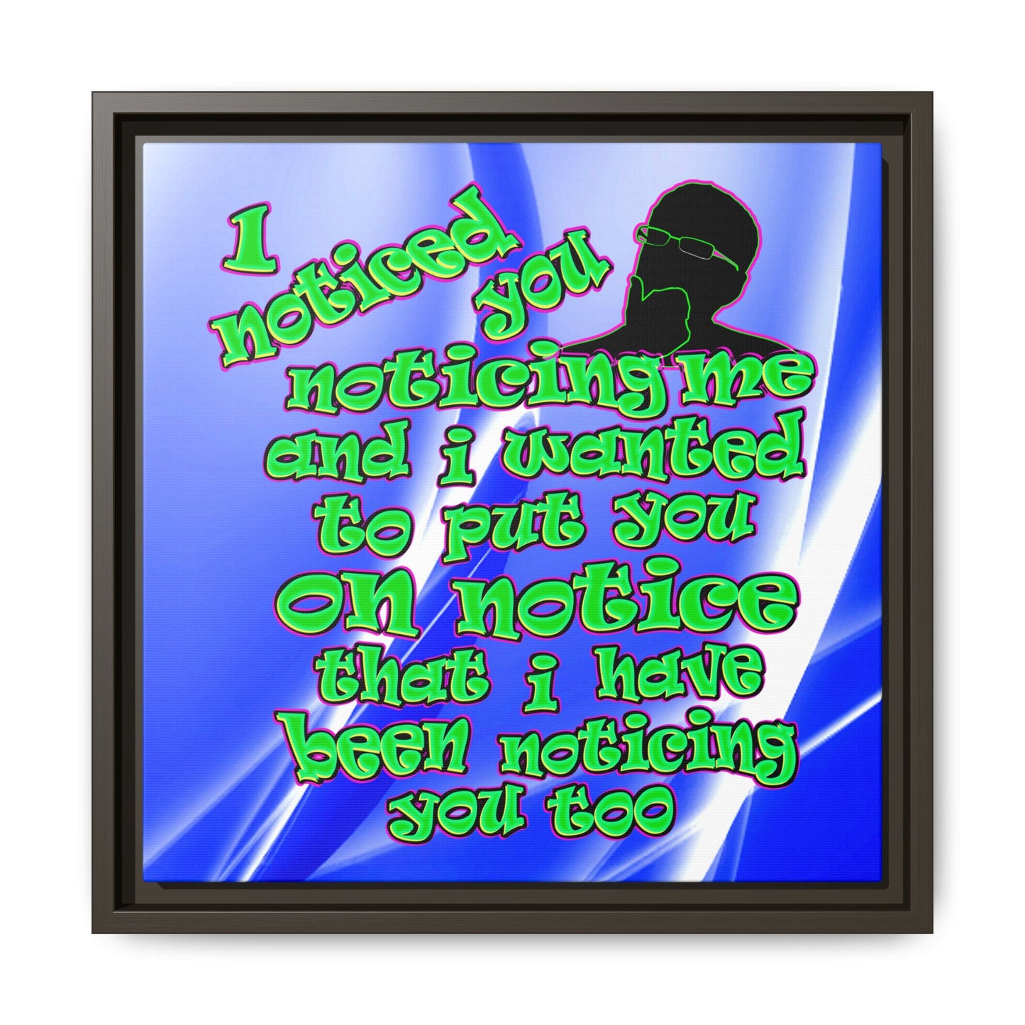 noticed you noticing - framed canvas art (blue-white wave)