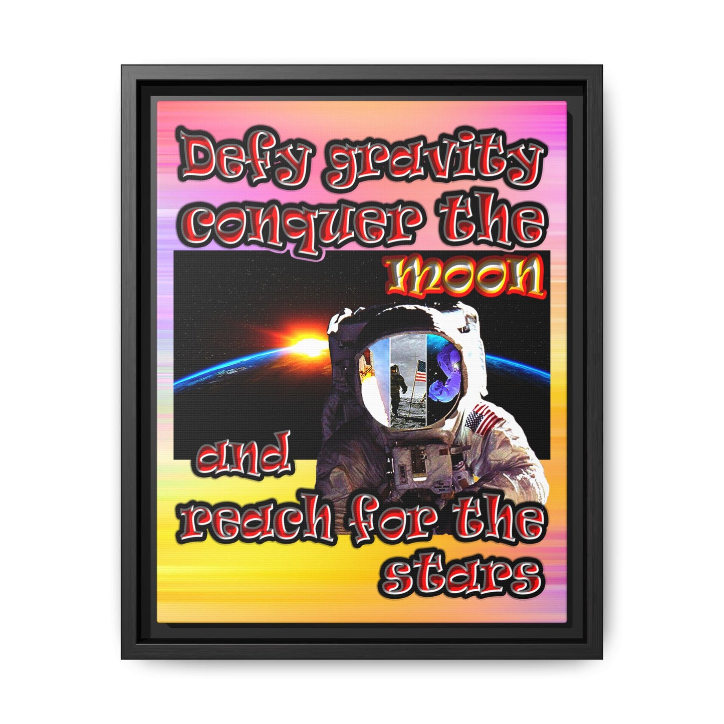 defy conquer reach - framed canvas art (color blur)