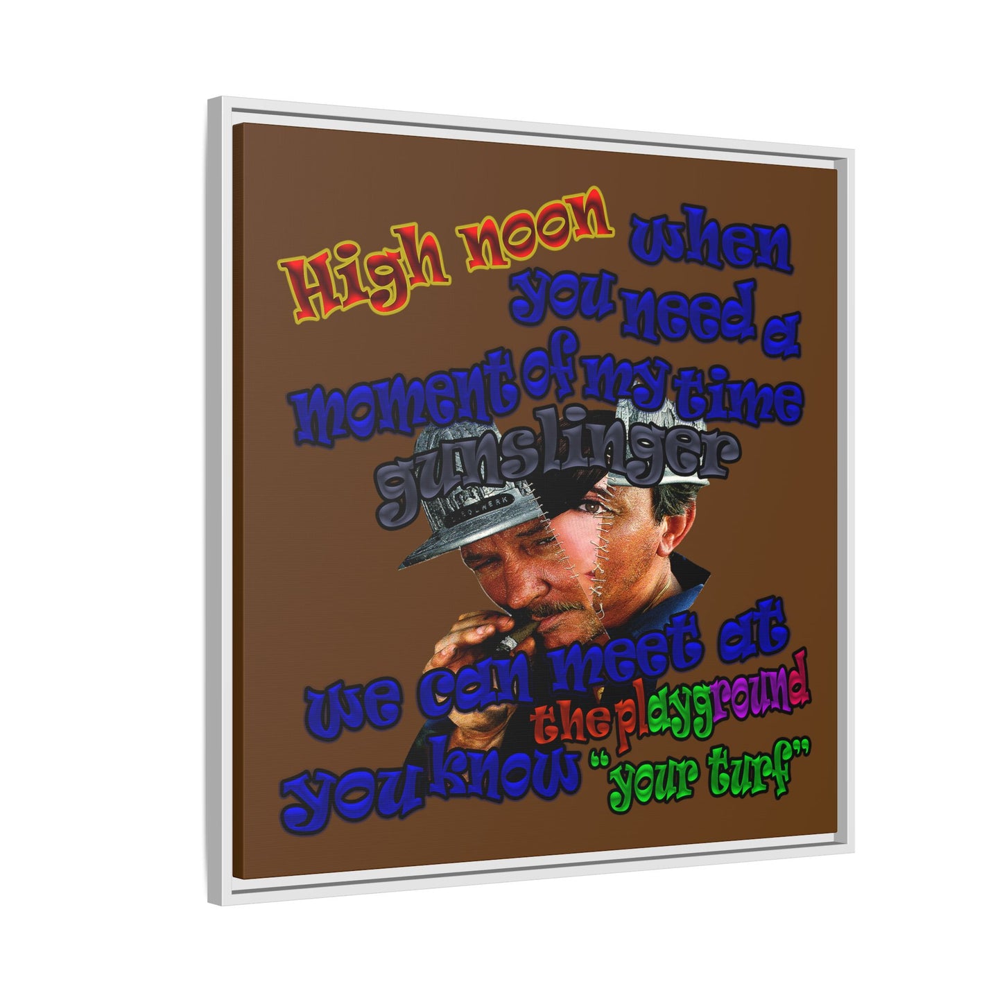 high noon - framed canvas art (brown)