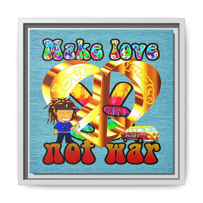 love peace - framed canvas art (faded blue)