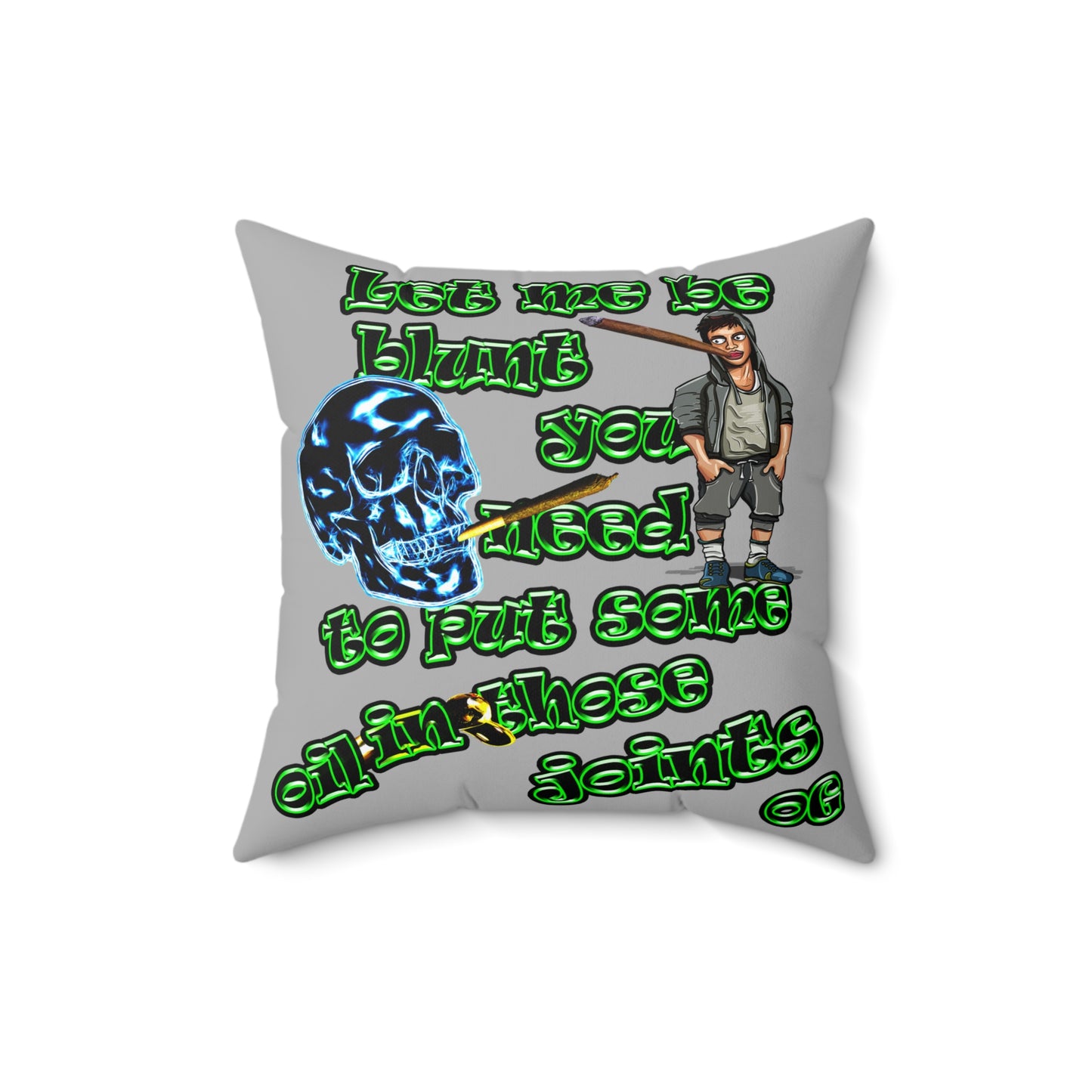 og - Spun Polyester Square Pillow - (light grey)