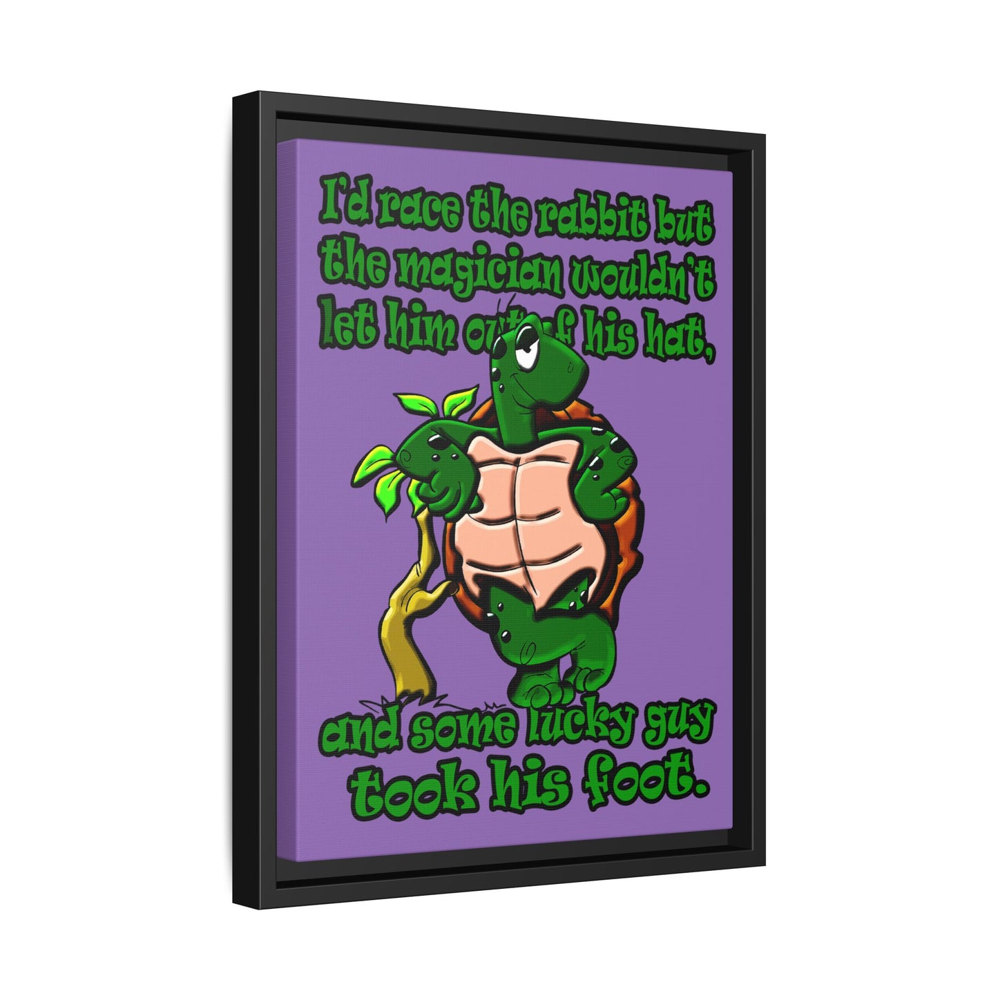 turtle race - framed canvas art (light purple)