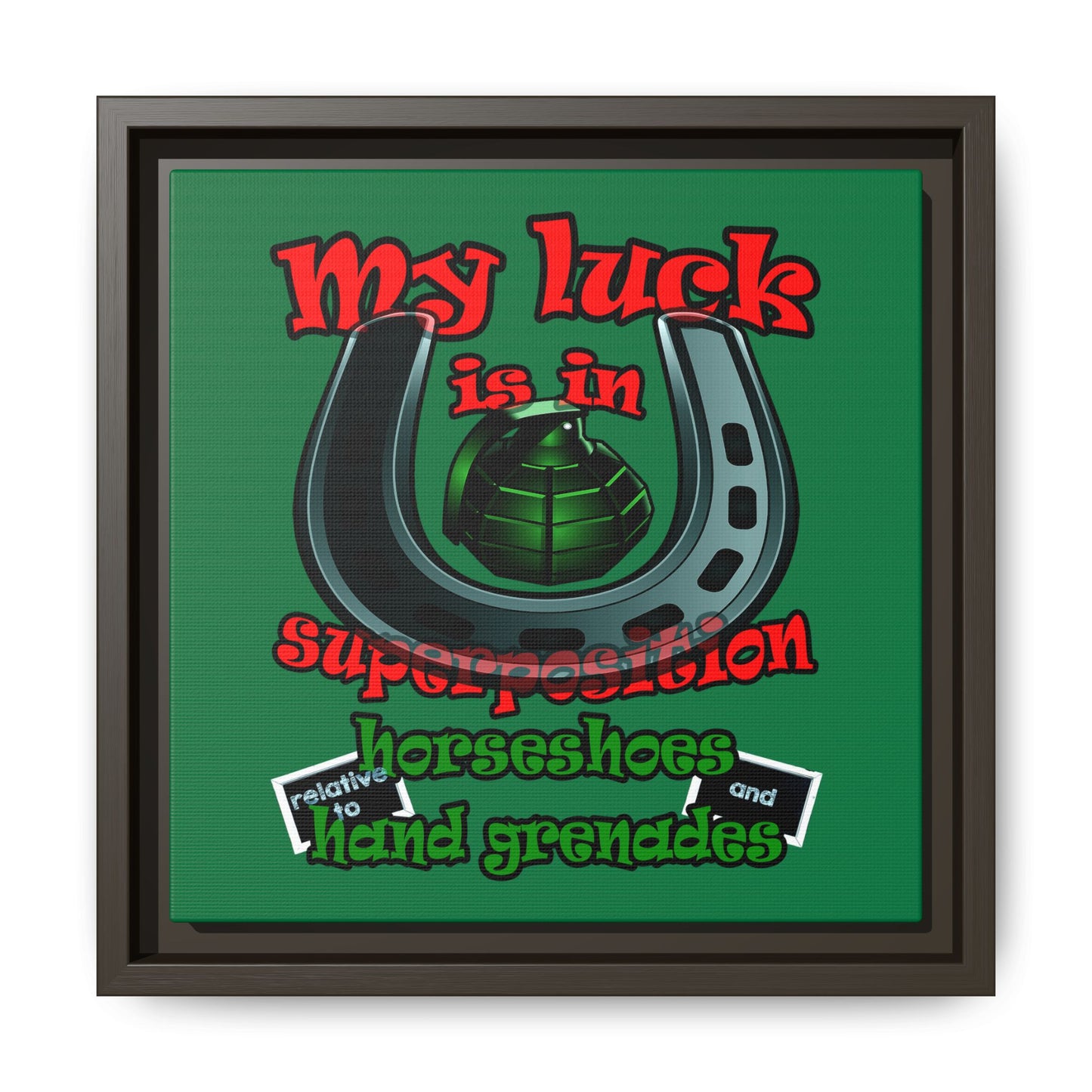 my luck - framed canvas art (dark green)