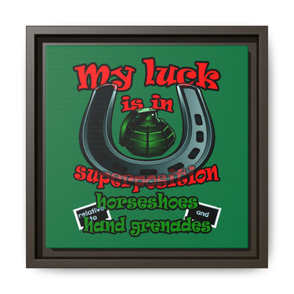 my luck - framed canvas art (dark green)
