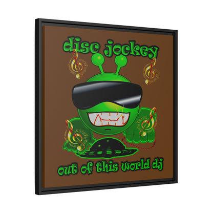 disc jockey - framed canvas art (brown)