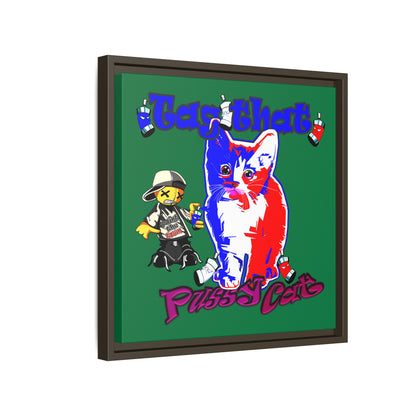 tag that - framed canvas art (dark green)