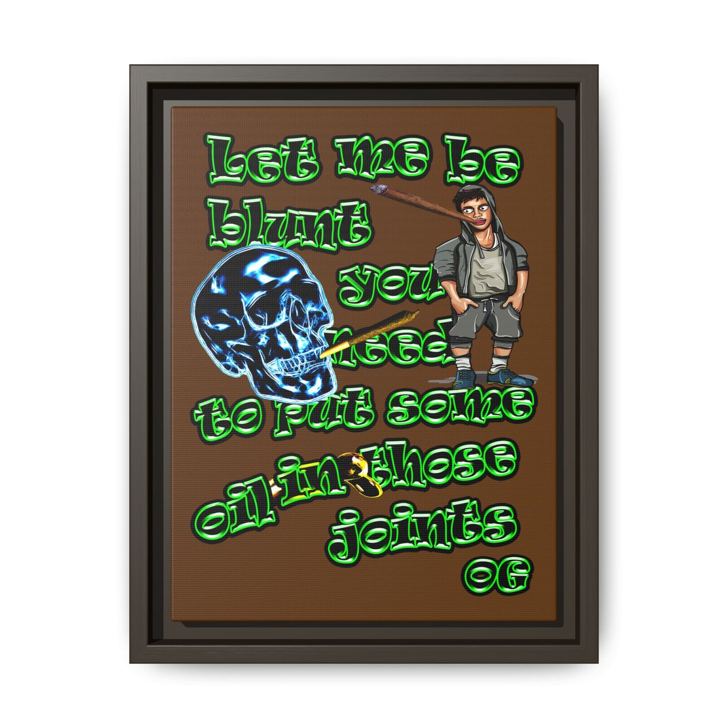 og - framed canvas art (brown)