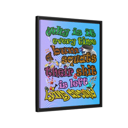 the bum's shit - framed canvas art (light blue-purple wave)