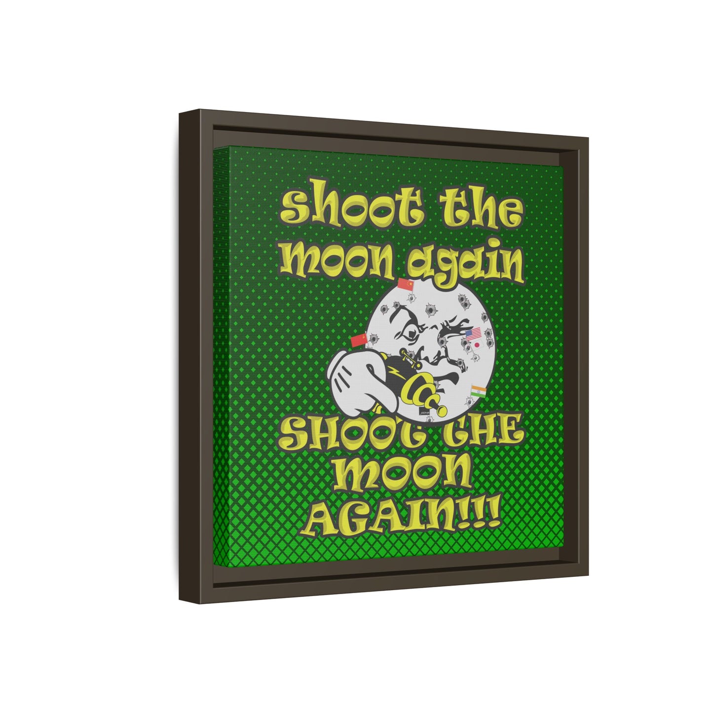 shoot the moon again - framed canvas art (logo green)