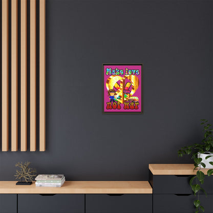 love peace - framed canvas art (pink)