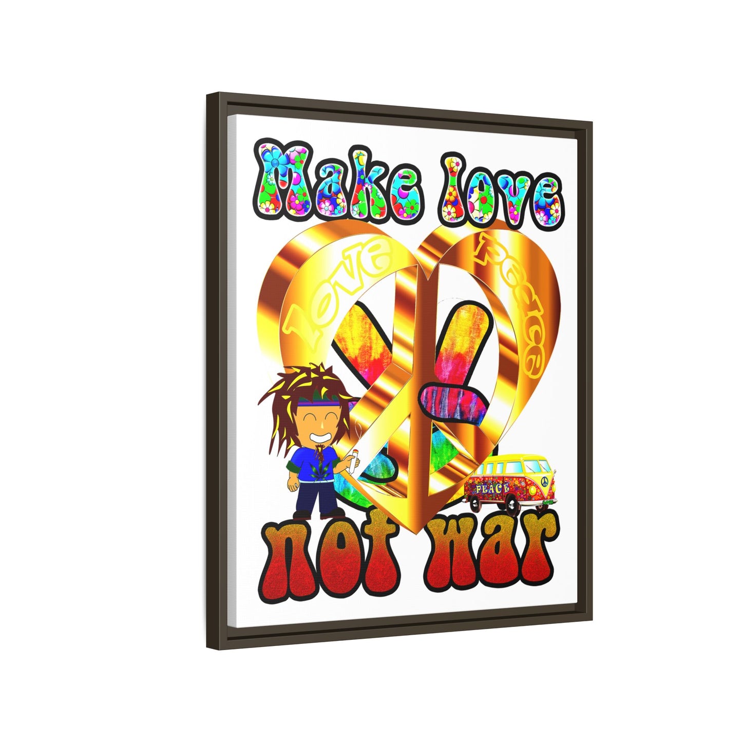 love peace - framed canvas art (white)
