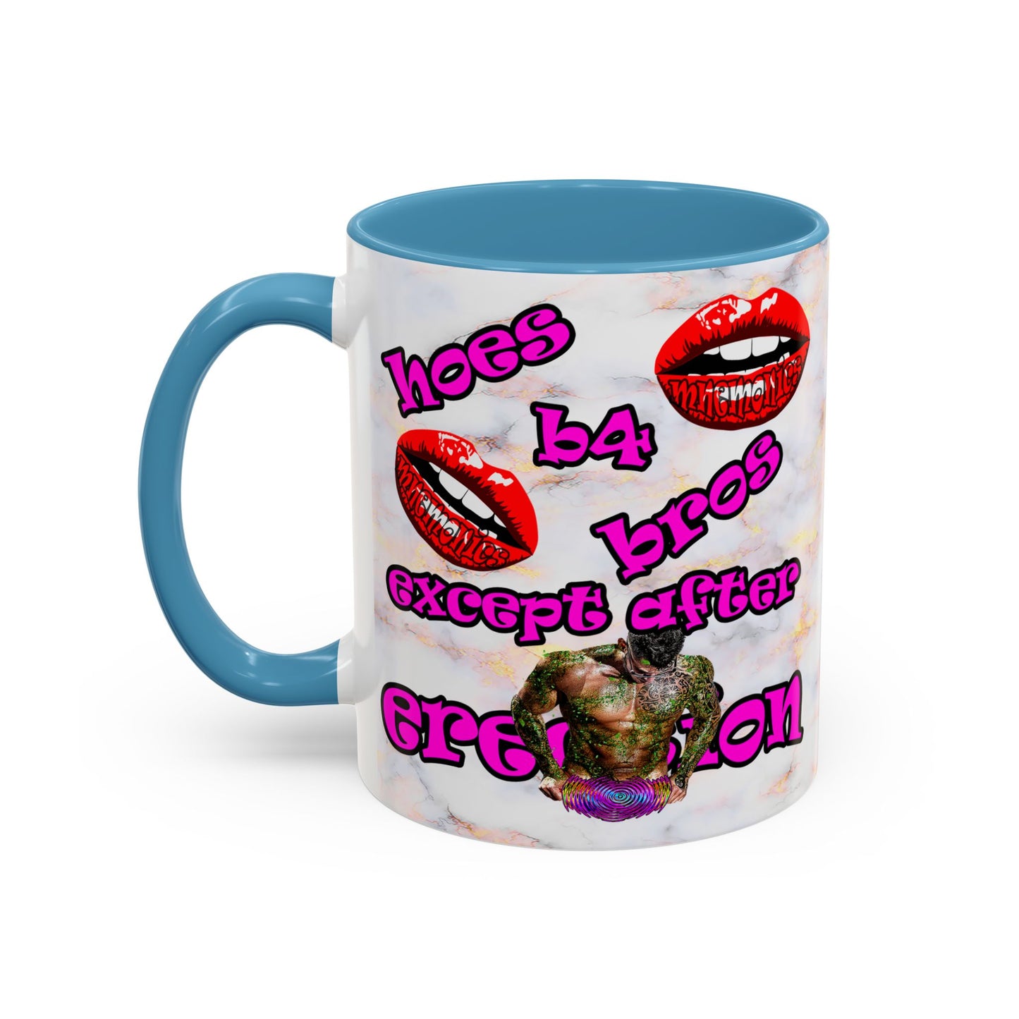 hoes b4 bros - Accent Mug (white marble)