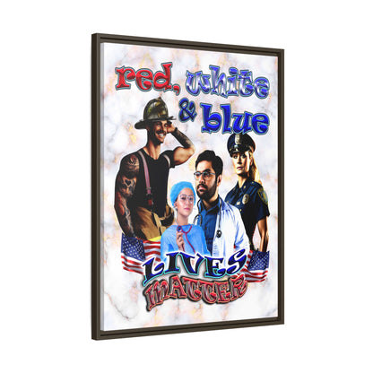 rw&b lives matter - framed canvas art (white marble)