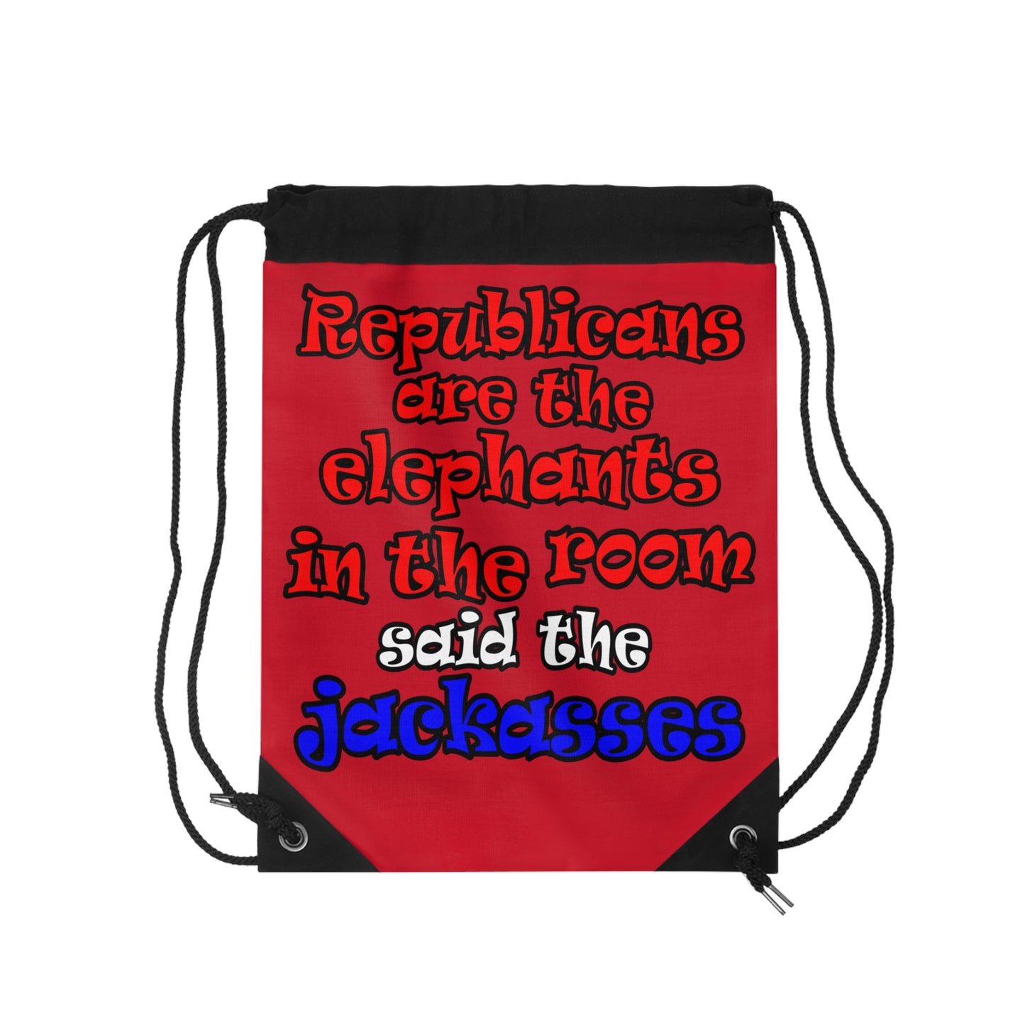 donkeys and elephants - Drawstring Bag (dark red)