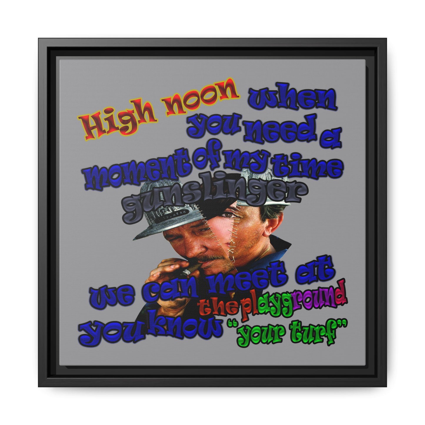 high noon - framed canvas art (grey)