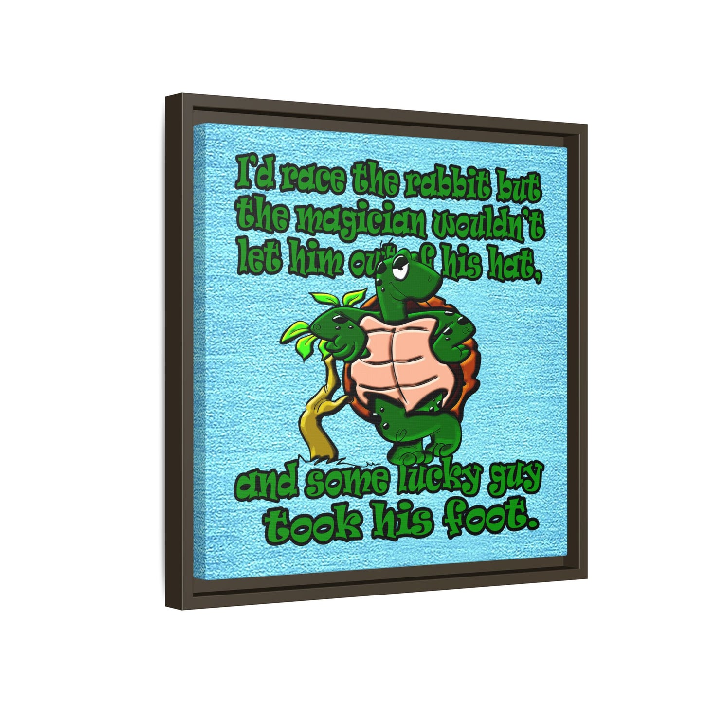 turtle race - framed canvas art (faded blue)