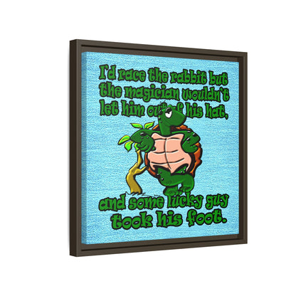 turtle race - framed canvas art (faded blue)