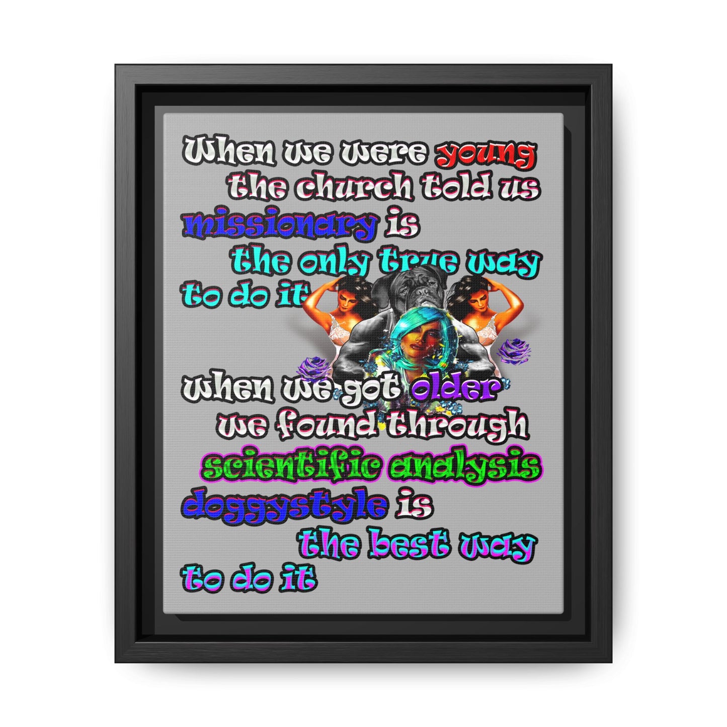 doggystyle - framed canvas art (light grey)