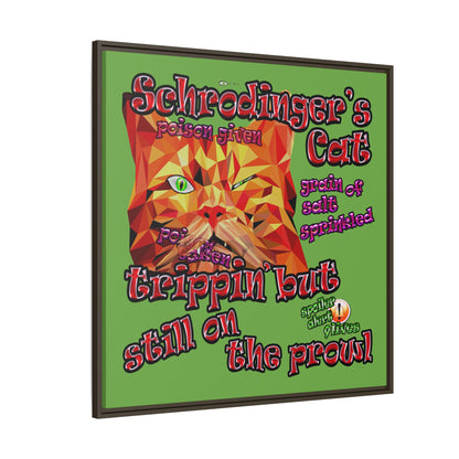 schrodinger's cat - framed canvas art (green)