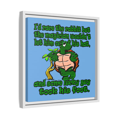 turtle race - framed canvas art (light blue)