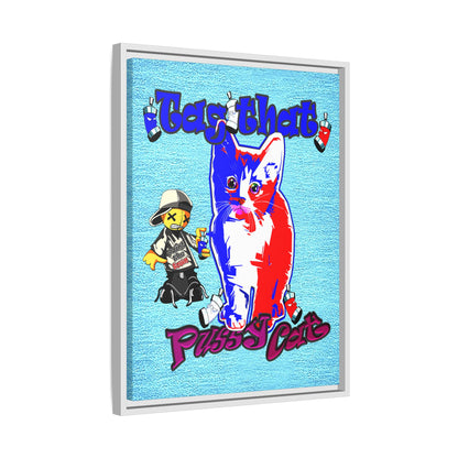 tag that - framed canvas art (faded blue)