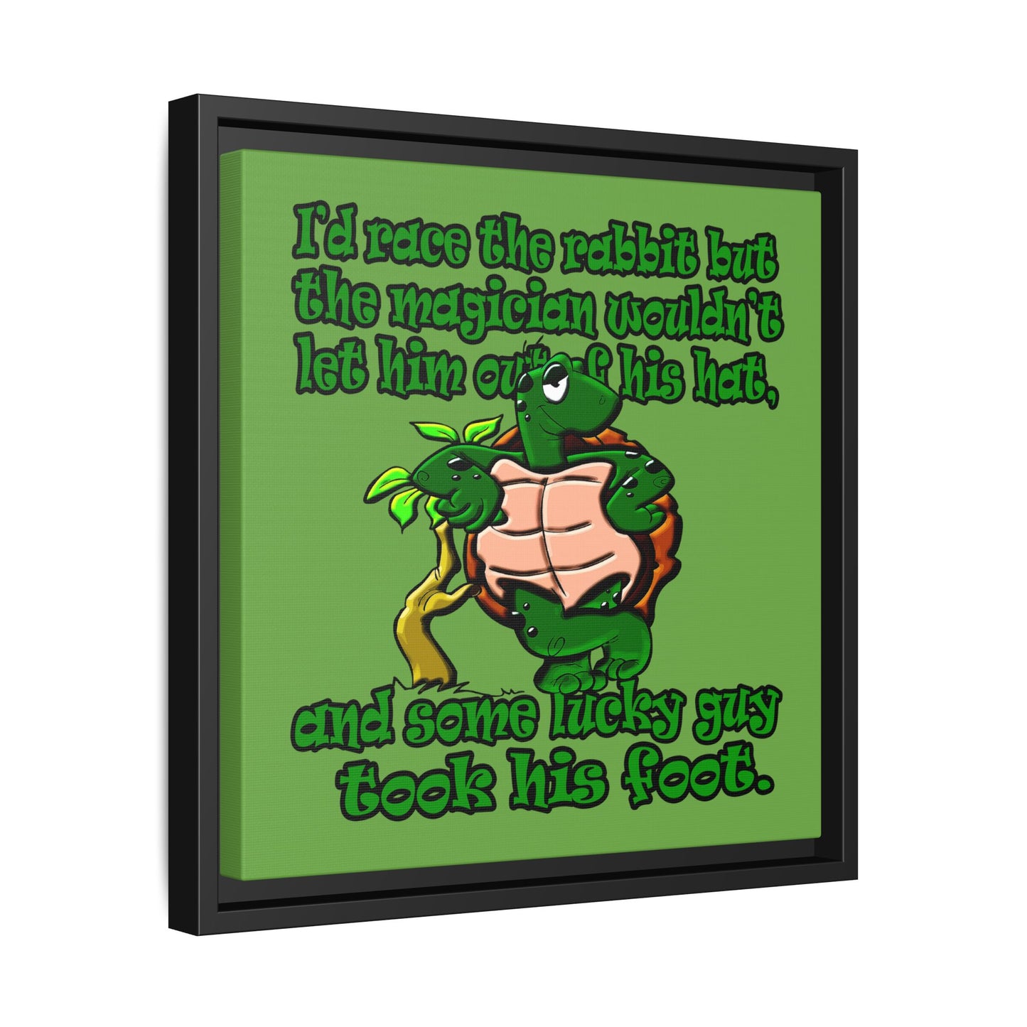 turtle race - framed canvas art (green)