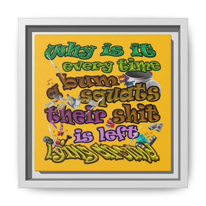 the bum's shit - framed canvas art (yellow)