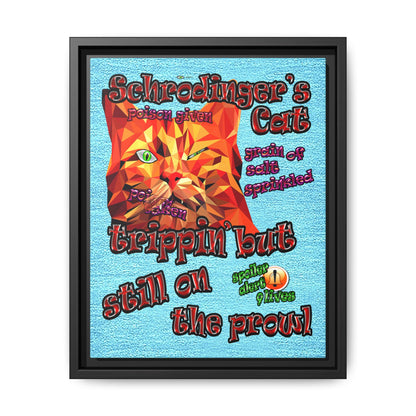 schrodinger's cat - framed canvas art (faded blue)