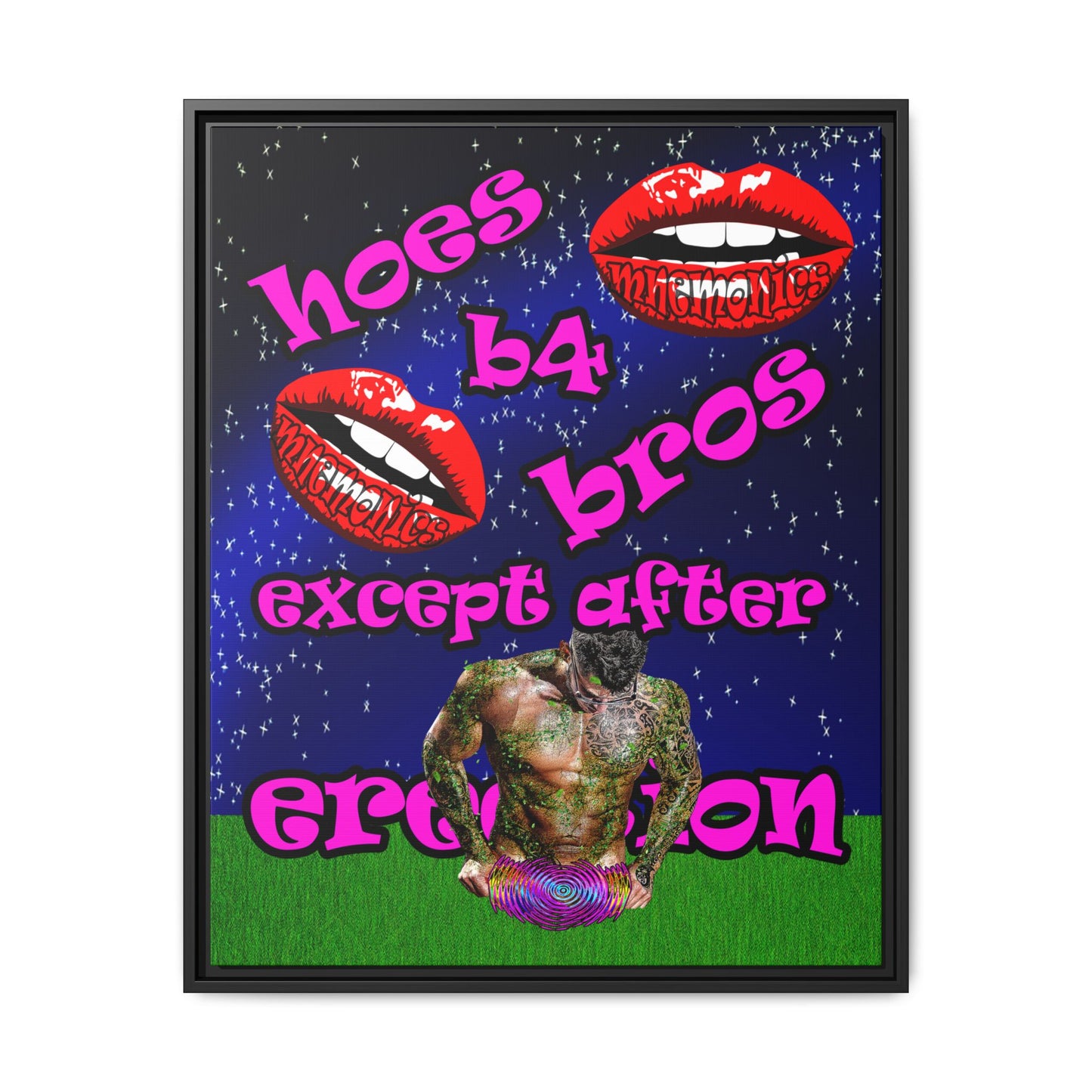 hoes b4 bros - framed canvas art ('snoops' background)