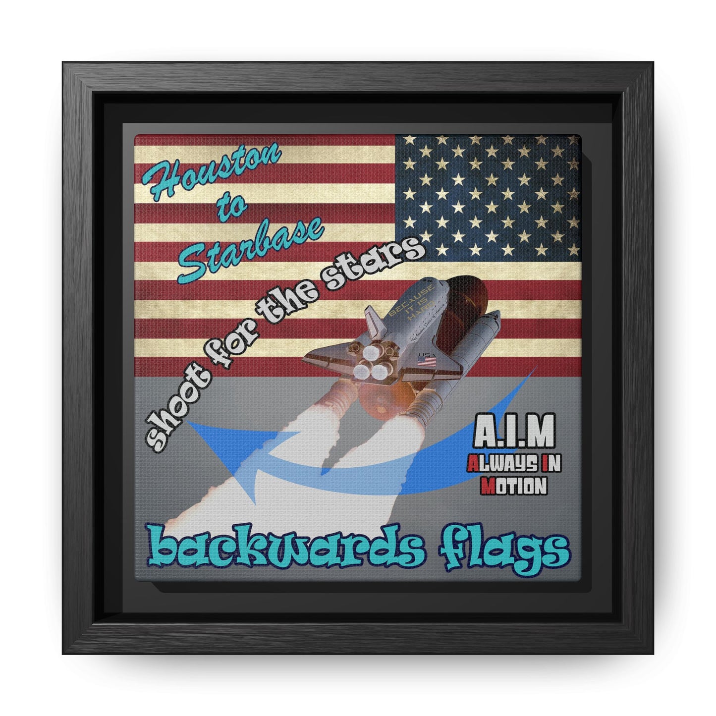shoot for the stars - framed canvas art (grey-light grey)