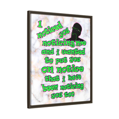 noticed you noticing - framed canvas art (white marble)