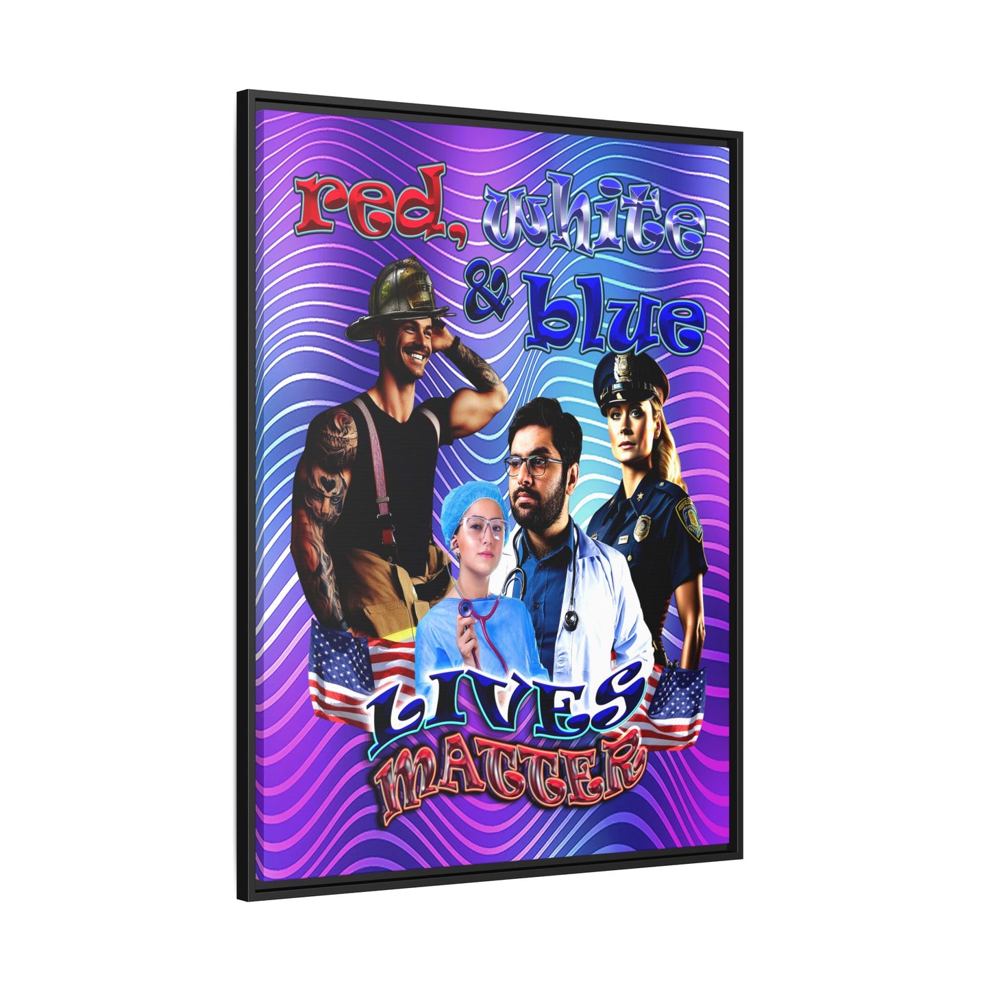 rw&b lives matter - framed canvas art (purple wave)
