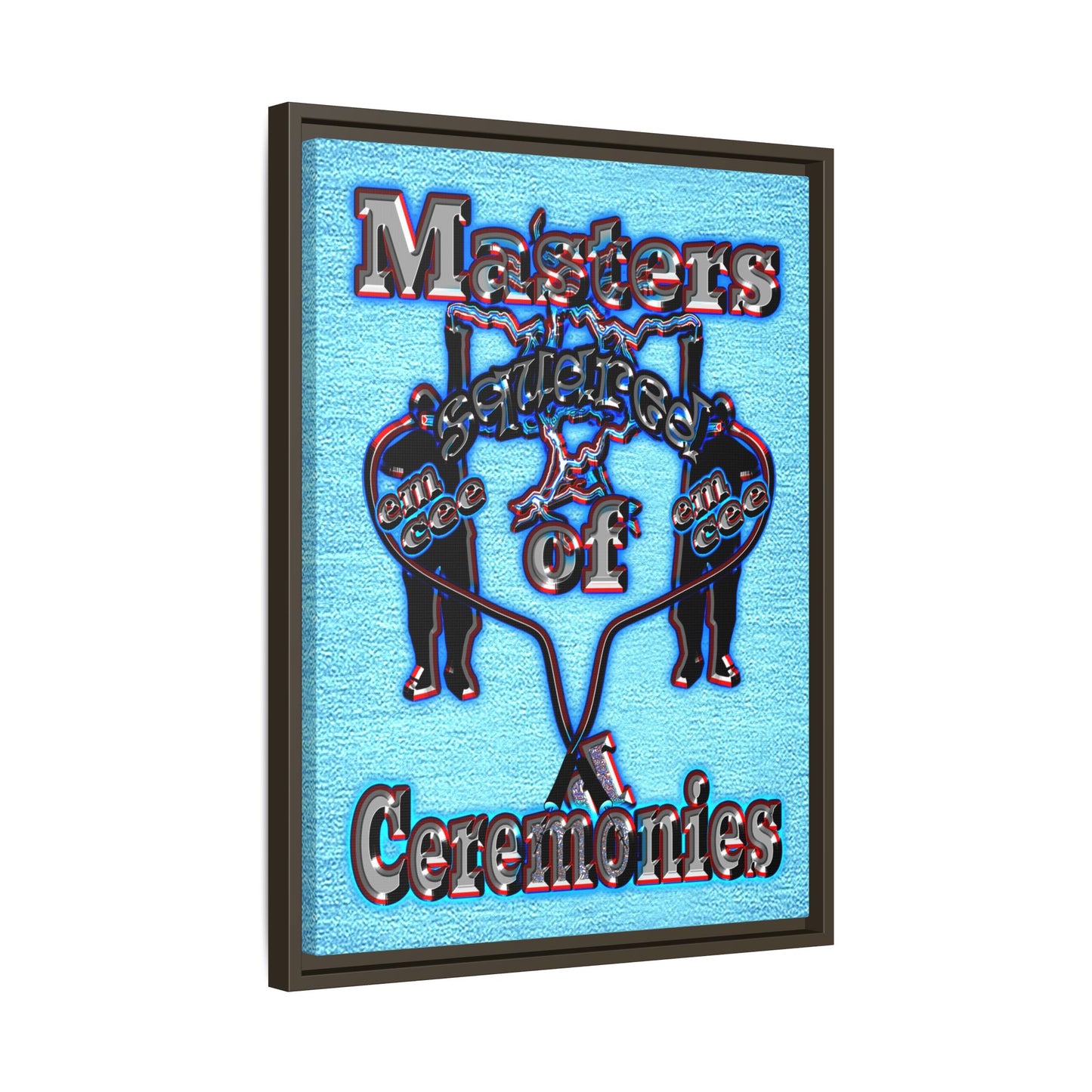 em cee squared - framed canvas art (faded blue)