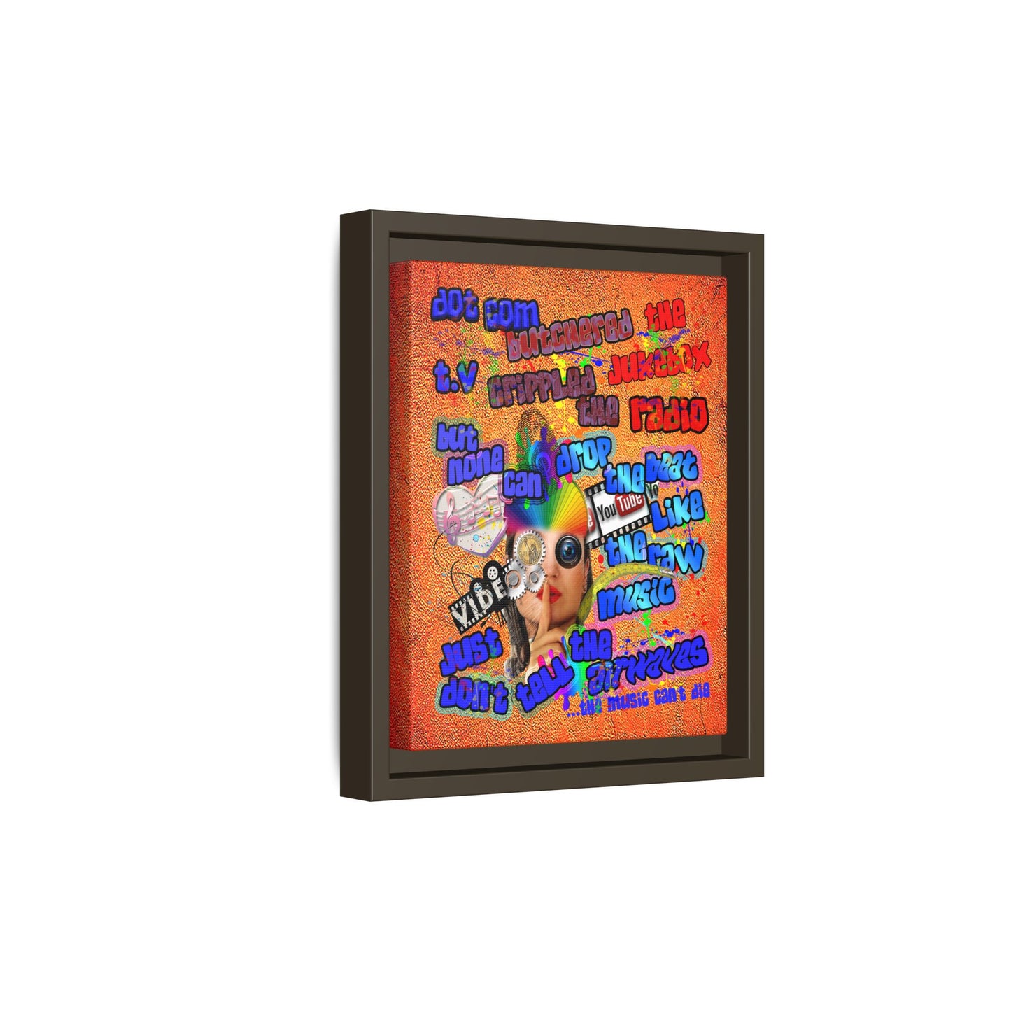 drop the beat - framed canvas art (burnt orange)
