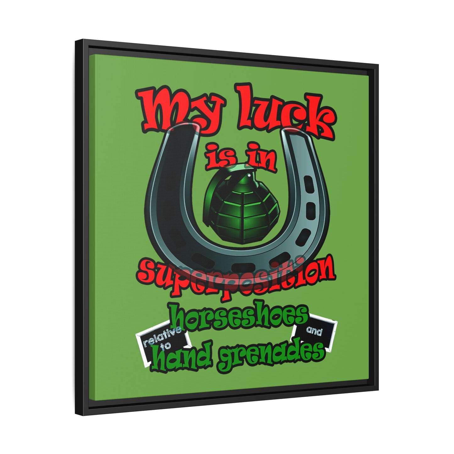 my luck - framed canvas art (green)