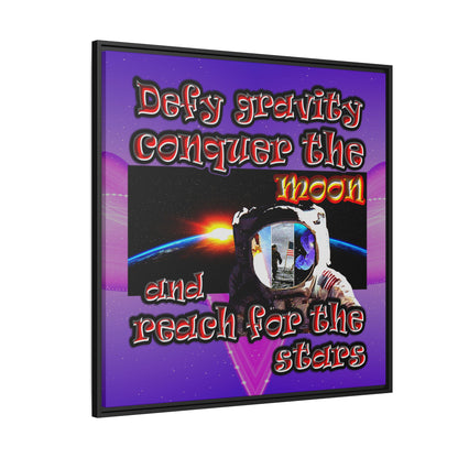 defy conquer reach - framed canvas art (purple-pink wave)