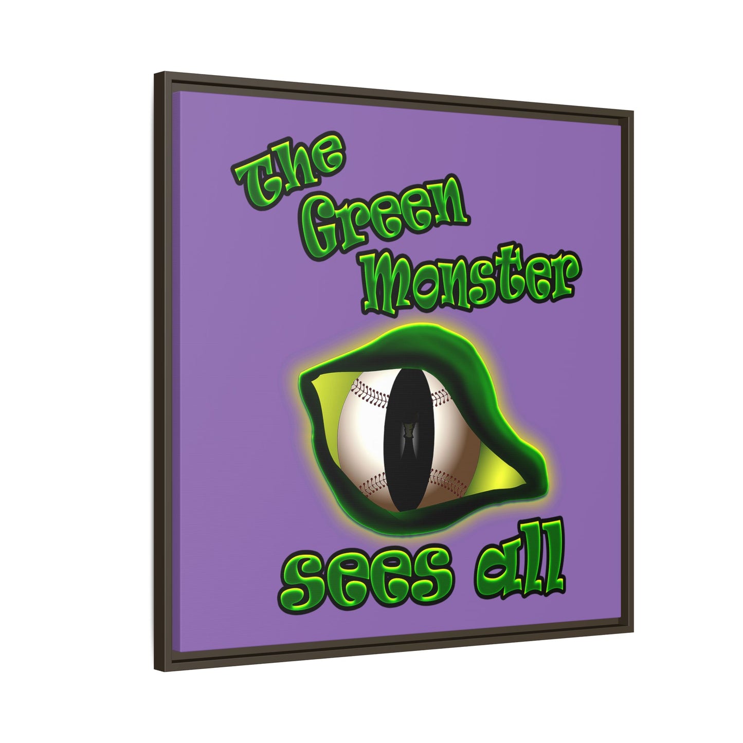 green monster - framed canvas art (light purple)
