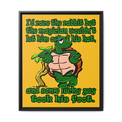turtle race - framed canvas art (yellow)