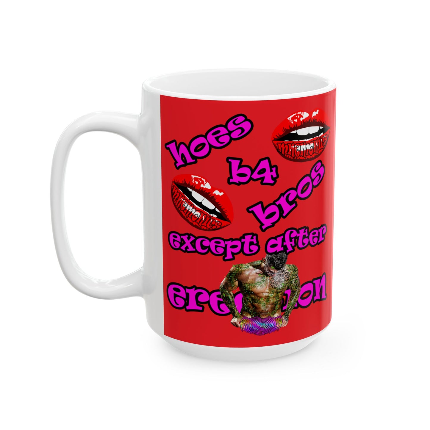 hoes b4 bros - White Mug (red)