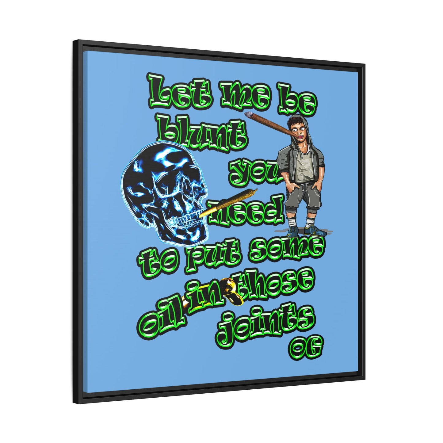 og - framed canvas art (light blue)