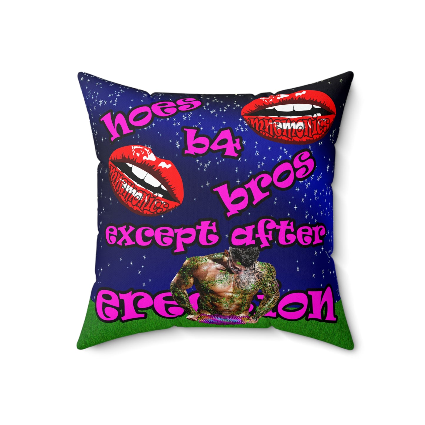 hoes b4 bros - Spun Polyester Square Pillow - ('snoops' background)
