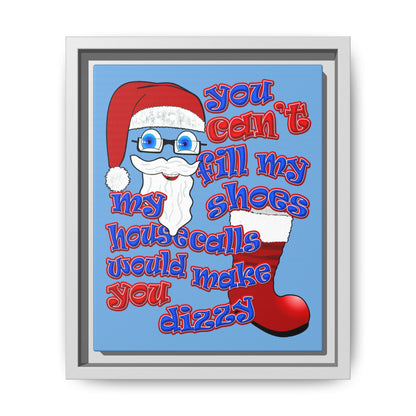 santa's shoes - framed canvas art (light blue)