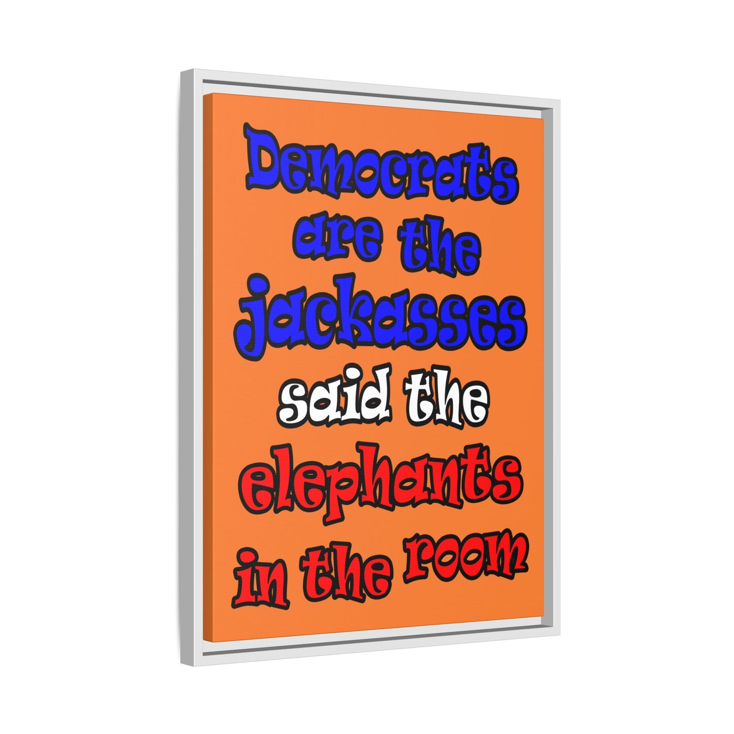 donkeys and elephants - framed canvas art (crusta)